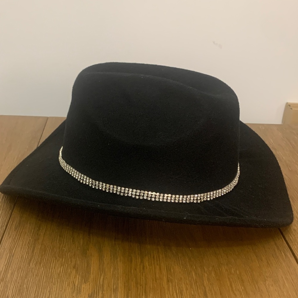 Chic Black Hat with Silver Detail